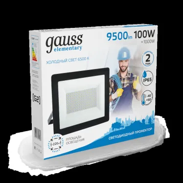 Прожектор светодиодный ДО 100 Вт 9500 лм 6500К AC 220В IP65 234х245х37мм Elementary G2 Gauss