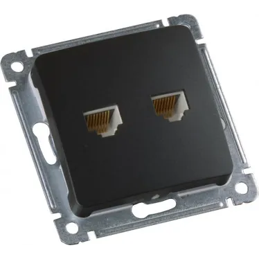 MASTER Розетка компьютерная на два присоединения, скрытой установки, в рамку, черный