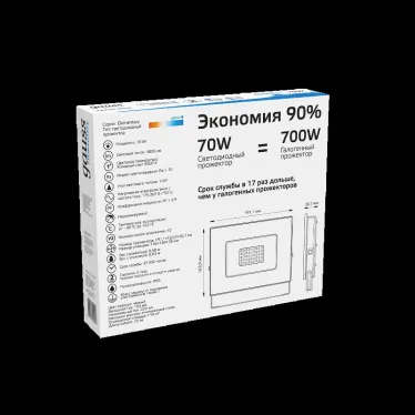 Прожектор светодиодный ДО 70 Вт 6300 лм 6500К AC 220В IP65 140х208х30мм Elementary G2 Gauss