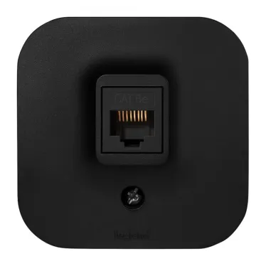 Розетка компьютерная RJ45 категория 5e UTP Legrand Quteo IP20 накладная чёрная матовая