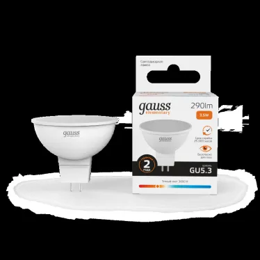 Лампа светодиодная LED 3.5 Вт 290 лм 3000К софит MR16 теплый GU5.3 AC 220В Elementary Gauss