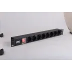 Блок розеток 19 (8шт)PDU с LED выключателем алюминевый профиль 1U ВХОД С14 без шнура | PH12-8D3 | ITK