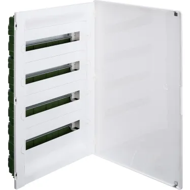 Щит встраиваемый пластиковый 4х18, белая дверь с клеммником заземления нейтрали