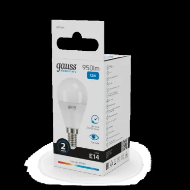 Лампа светодиодная LED 12 Вт 950 лм 6500К шар P45 холодный E14 AC 220В Elementary Gauss