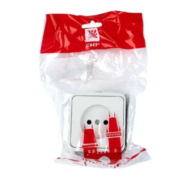 Прага Розетка 10А без заземления IP44 белая