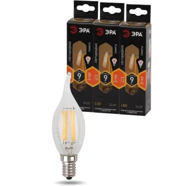 Лампа светодиодная F-LED BXS-9W-827-E14 (филамент, свеча на ветру, 9Вт, тепл, E14) (10/100/4000)