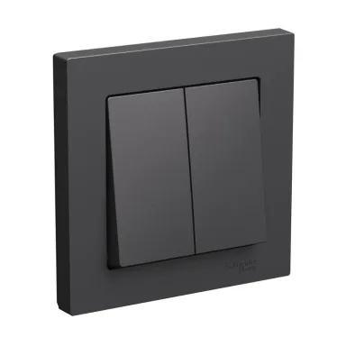 ATLASDESIGN 2-клавишный ВЫКЛЮЧАТЕЛЬ, сх.5, 10АХ, в сборе, БАЗАЛЬТ