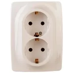Розетка 2X2P+E Schuko со шторками , 16A-250В, Эра12, слоновая кость, 12-2108-02