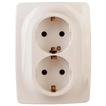 Розетка 2X2P+E Schuko со шторками , 16A-250В, Эра12, слоновая кость, 12-2108-02