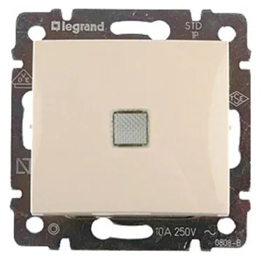 Выключатель одноклавишный, с подсветкой, в рамку, слоновая кость