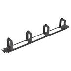 Органайзер кабельный горизонтальный с окнами 4 кольца 1U черный