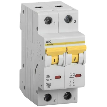 Выключатель автоматический ВА47-60M 2Р 6А 6кА D
