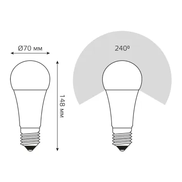 Лампа светодиодная Black LED A70 22W E27 1560lm 3000K | 102502122 | Gauss