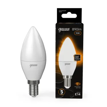Лампа светодиодная LED 9.5Вт E14 220В 3000К Candle (свеча) | 103101110 | Gauss