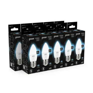 Лампа светодиодная LED 6,5Вт E27 220В 4100К свеча | 103102207 | Gauss