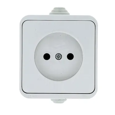 Прага Розетка 10А без заземления IP44 белая