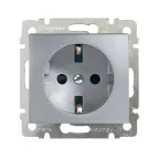 VALENA Розетка с заземлением со шторками в рамку алюминий