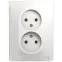 GLOSSA Розетка двойная без заземления в сборе белая