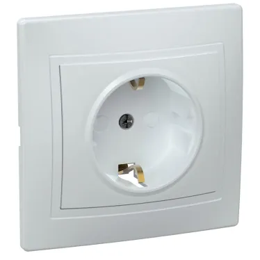 Розетка 1-местная с заземляющим контактом с защитной шторкой 16А керамика КВАРТА белая (РСш10-3-КБ )