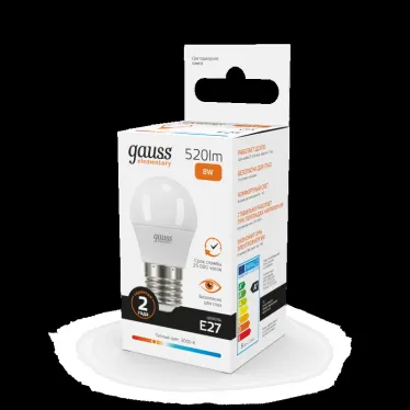 Лампа светодиодная LED 8 Вт 520 лм 3000К шар P45 теплый E27 AC 220В Elementary Gauss