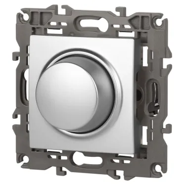 Светорегулятор поворотно-нажимной, 400ВА 230В, Эра Elegance, алюминий,14-4101-03