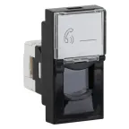 Розетка модульная RJ-11 размер 45х22,5 мм черная
