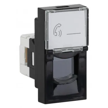 Розетка модульная RJ-11 размер 45х22,5 мм черная