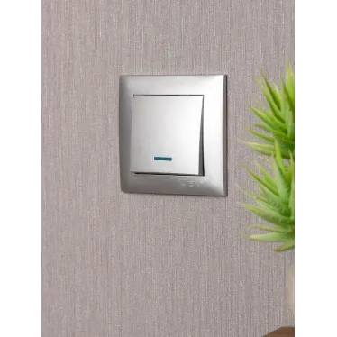 Валенсия лицевая панель выключателя 1-кл. с индикатором 10А сталь