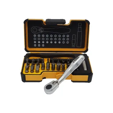 Набор бит SL/PH/PZ/Tx/HEX/TxTR/BH/MS с мини трещоткой в кейсе, 33 шт