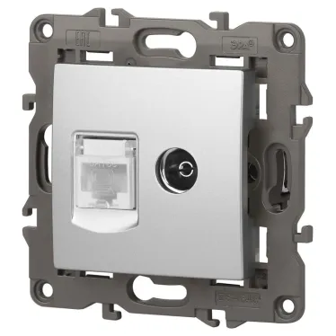 Розетка RJ45+TV, Эра Elegance, алюминий, 14-3110-03