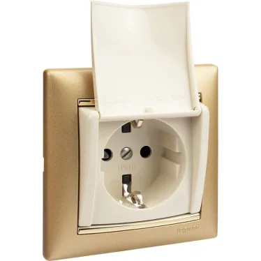 VALENA Розетка с заземлением с крышкой в рамку слоновая кость