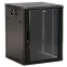 Шкаф настенный 19-дюймовый 12U 650x600х450мм стеклянная дверь с перфорацией по бокам ручка с замком с возможностью установки на ножки черный (RAL 9004) (разобранный)