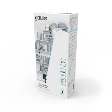Светильник настольный GTL001 60W 220-240V E27 белый струбцина 1/16 | GT0011 | Gauss