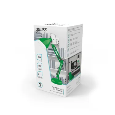 Светильник настольный GTL003 60W 220-240V E27 зеленый струбцина и основание 1/12 | GT0033 | Gauss