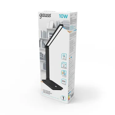 Светильник настольный GTL202 10W 550lm 3000-6000K 170-265V черный диммируемый USB LED 1/8/32 | GT2022 | Gauss