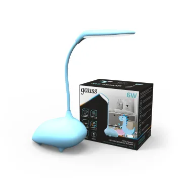 Светильник настольный Qplus GTL701 6W 330lm 2700-6000K 5V Li-ion 1200mA голубой детский диммируемый LED 1/10/30 | GT7016 | Gauss
