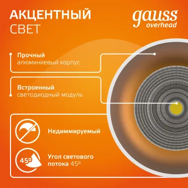 Светильник светодиодный декоративный бытовой HD012 12W (белый золото) 3000K 79x200мм | HD012 | Gauss
