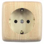 Розетка наружная с заземлением с изоляционной пластиной сосна