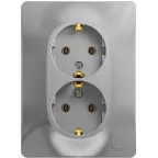 GLOSSA Розетка двойная с заземлением в сборе алюминий