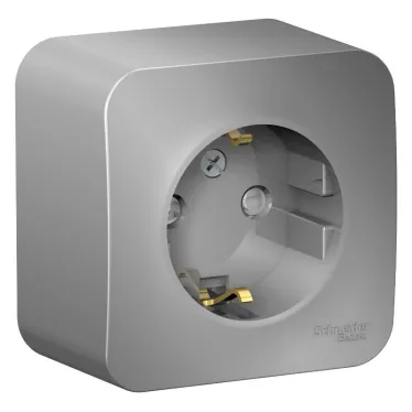 BLANCA розетка наружная с заземлением со шторками, 16А, 250В, алюминий