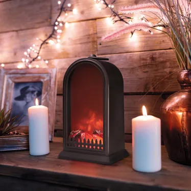 Светодиодный камин Фьюжн с эффектом живого огня 14,7x11,7x25 см, батарейки 2хС (не в комплекте) USB, черный | 511-039 | NEON-NIGHT