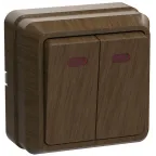 Выключатель ВС20-2-1-ОД двухклавишный с индикацией 10А Октава дуб