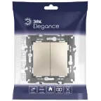 Выключатель двойной, 10АХ-250В, Эра Elegance, шампань,14-1104-04