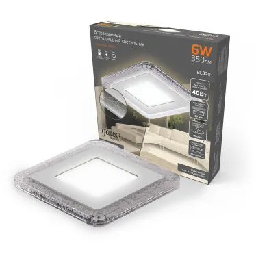 Светильник светодиодный Bubbles BL320 Квадр. 3+3W LED 3000K 350лм103x103мм O80 1/40 | BL320 | Gauss