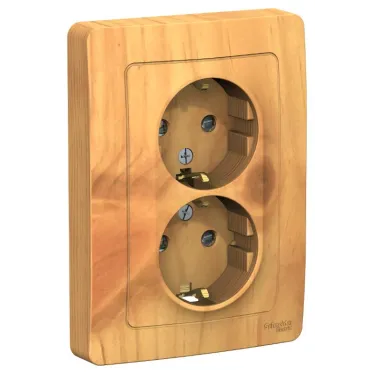 BLANCA скрытой установки розетка двойная с заземлением со шторками, 16А, 250В, ясень