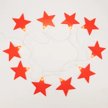 Гирлянда светодиодная Звездопад красная 10 LED, 2,25 м, прозрачн. ПВХ, теплый белый свет свечения, 2хАА (батарейки не в компл.) | 304-002 | NEON-NIGHT