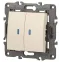 Выключатель двойной с подсветкой, 10АХ-250В, Эра Elegance, сл.кость,14-1105-02