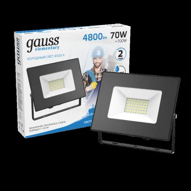 Прожектор светодиодный ДО 70 Вт 6300 лм 6500К AC 220В IP65 140х208х30мм Elementary G2 Gauss