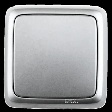 Выключатель одноклавишный наружный с изоляционной пластиной серебро 10А