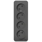 Розетка BLANCA наружная четырехпостовая, без заземления, без шторок, с изолирующей пластиной, 16А, 250В, антрацит